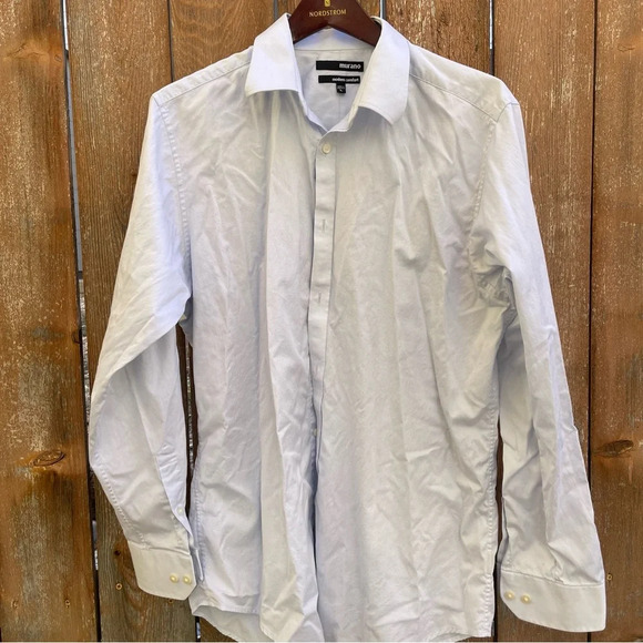 Murano Men’s Modern Comfort Pale Gray Button Down Dress Shirt Size Large - Picture 1 of 11